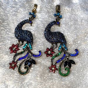 Pair of Bejeweled Peacock Charms